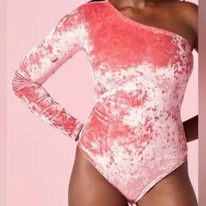 NEW YITTY pink velvet shaping bodysuit L